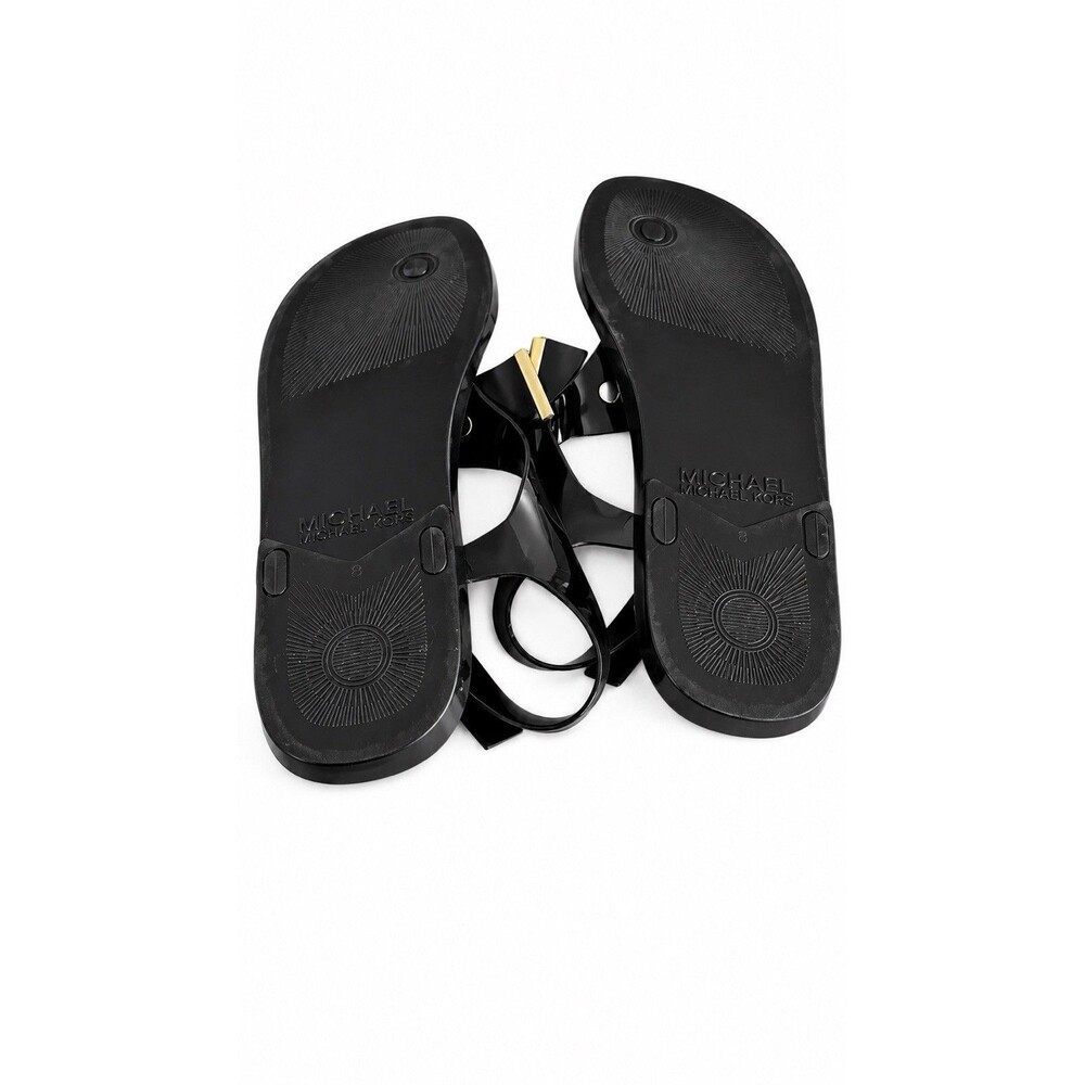 Michael Kors Kayden Jelly Sandals Black Bow Thong Flat Sandals Women's Size 8 - Picture 8 of 9